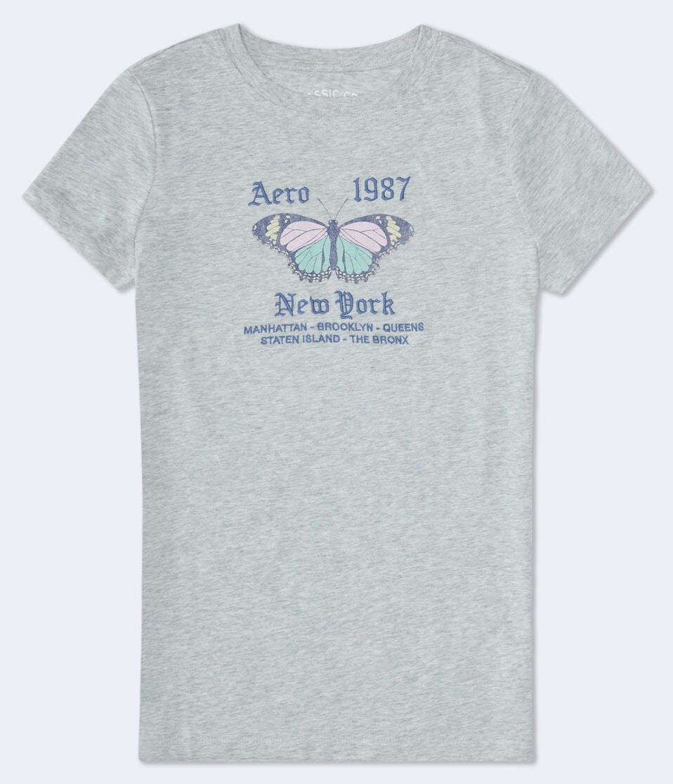 aéropostale Aero 1987 Butterfly Graphic Tee light heather grey