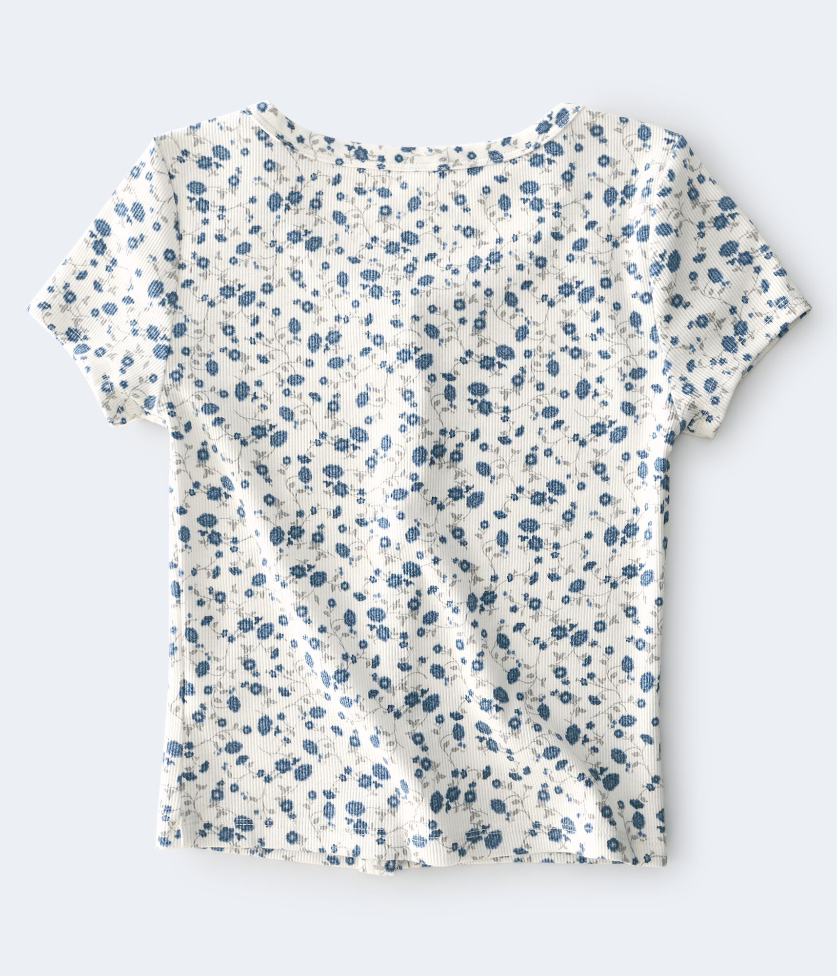 Floral Button-Front Cropped Shrunken Tee