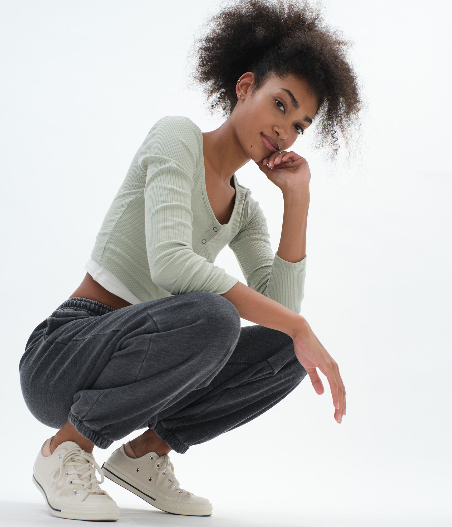 Baggy High-Waisted Cinched Sweatpants