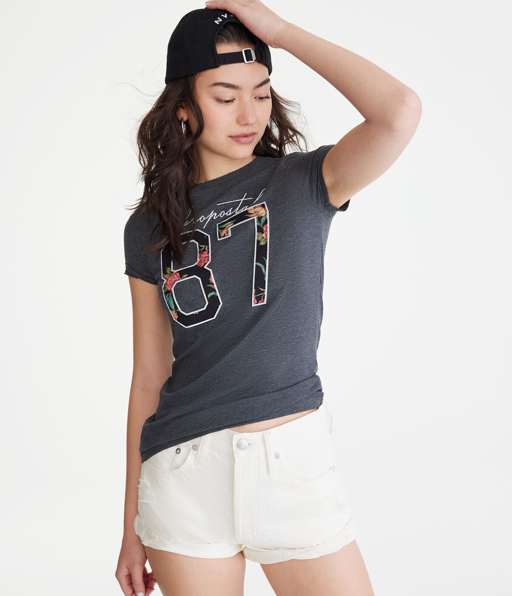 Aeropostale 87 Floral Appliqu&eacute; Graphic Tee