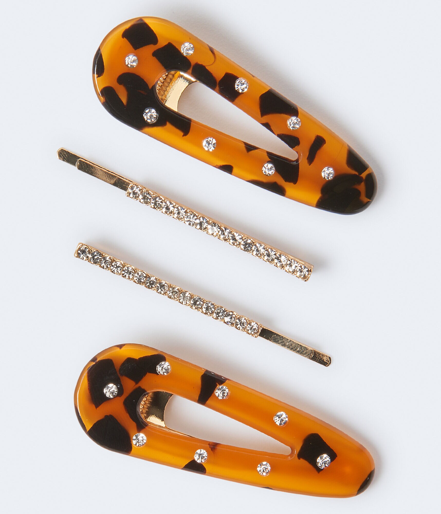 Tortoiseshell Rhinestone Hair Clip 4-Pack
