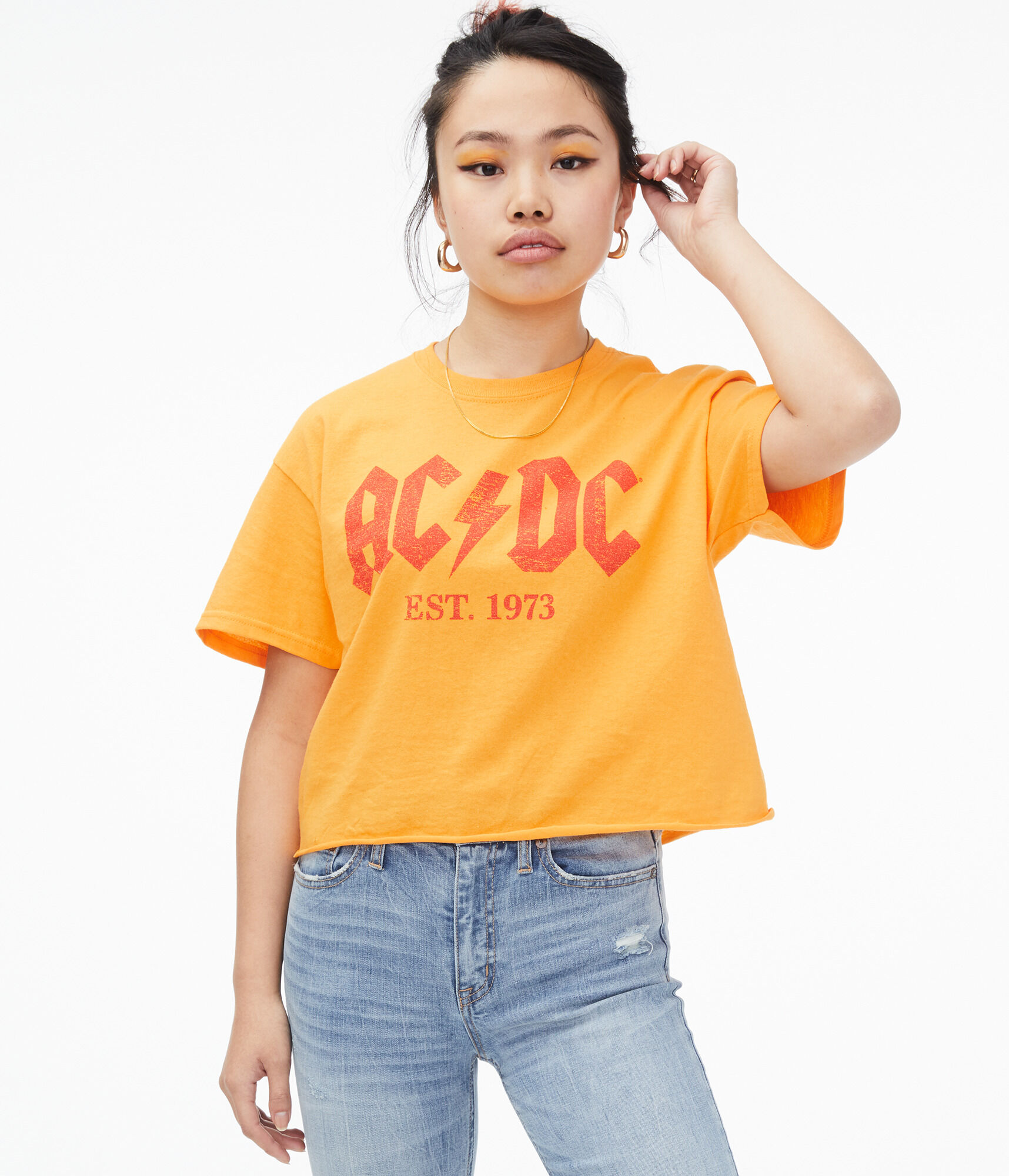 Ac Dc Cropped Graphic Tee