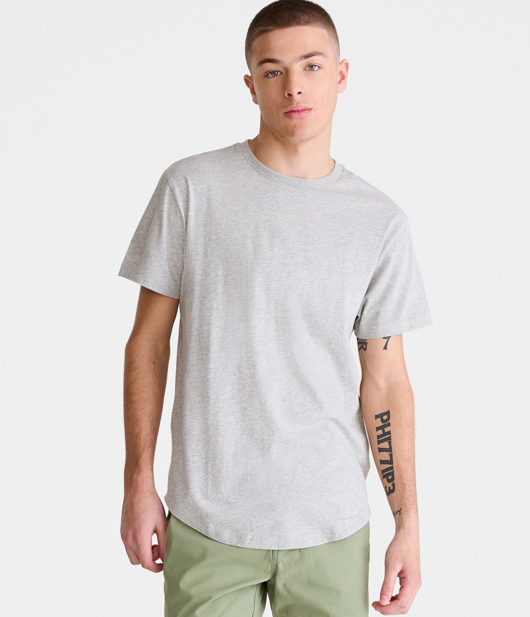 Solid Curved Hem Crew Tee