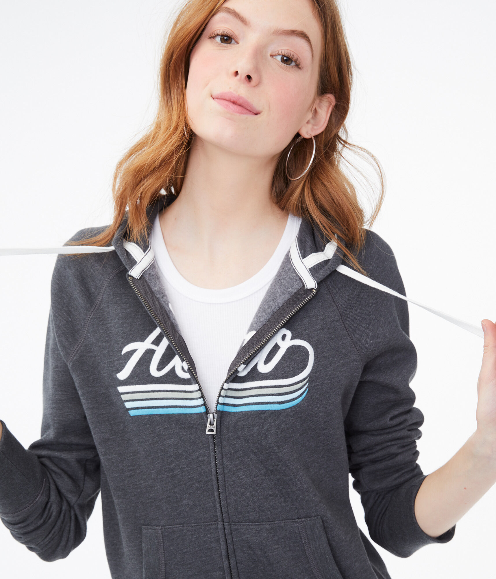 Color Stripe Logo Full-Zip Hoodie