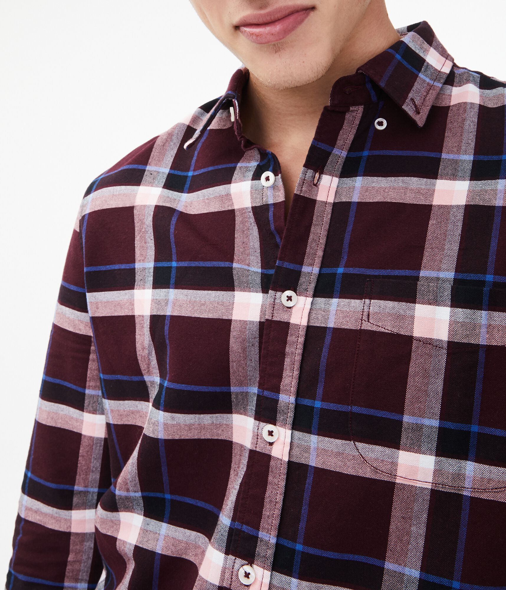 Long Sleeve Plaid Button-Down Shirt