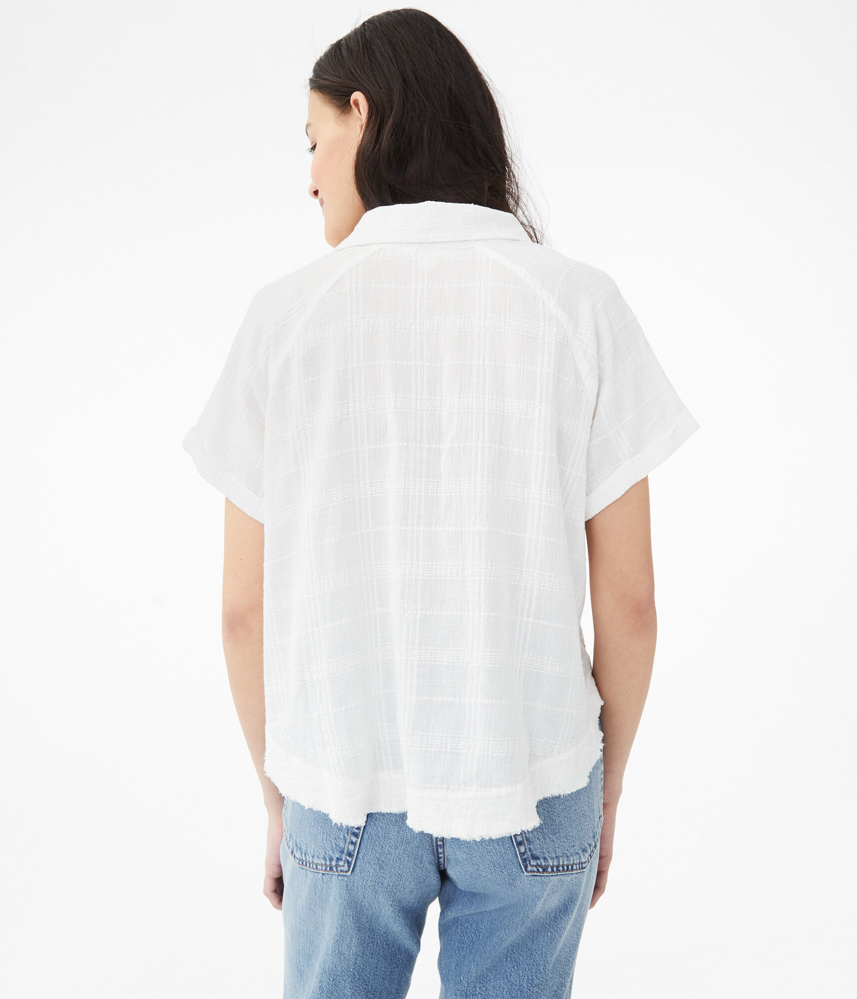 Tonal Plaid Button-Down Camp Shirt