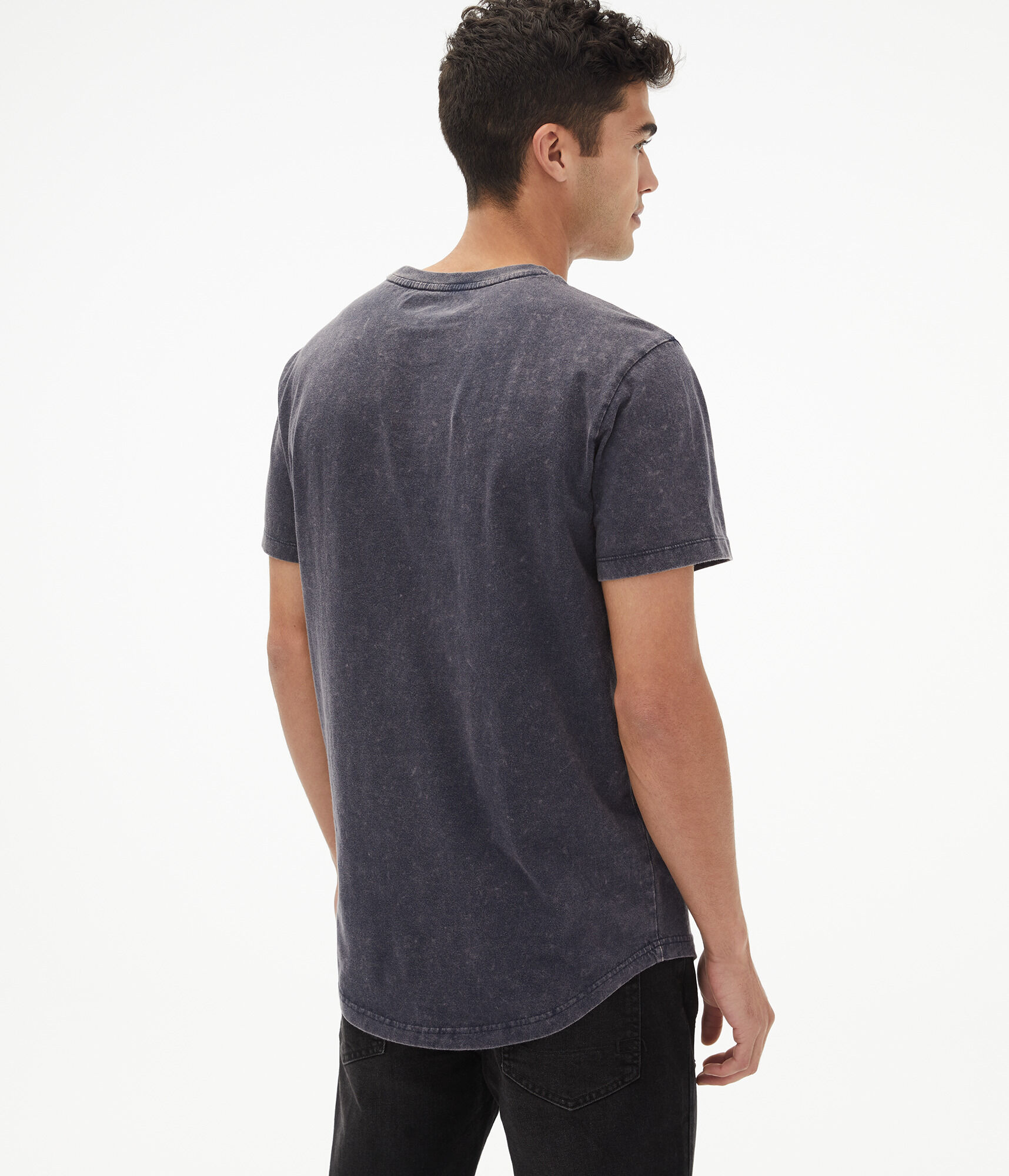 Tonal Logo Marble Wash Curved Hem Graphic Tee