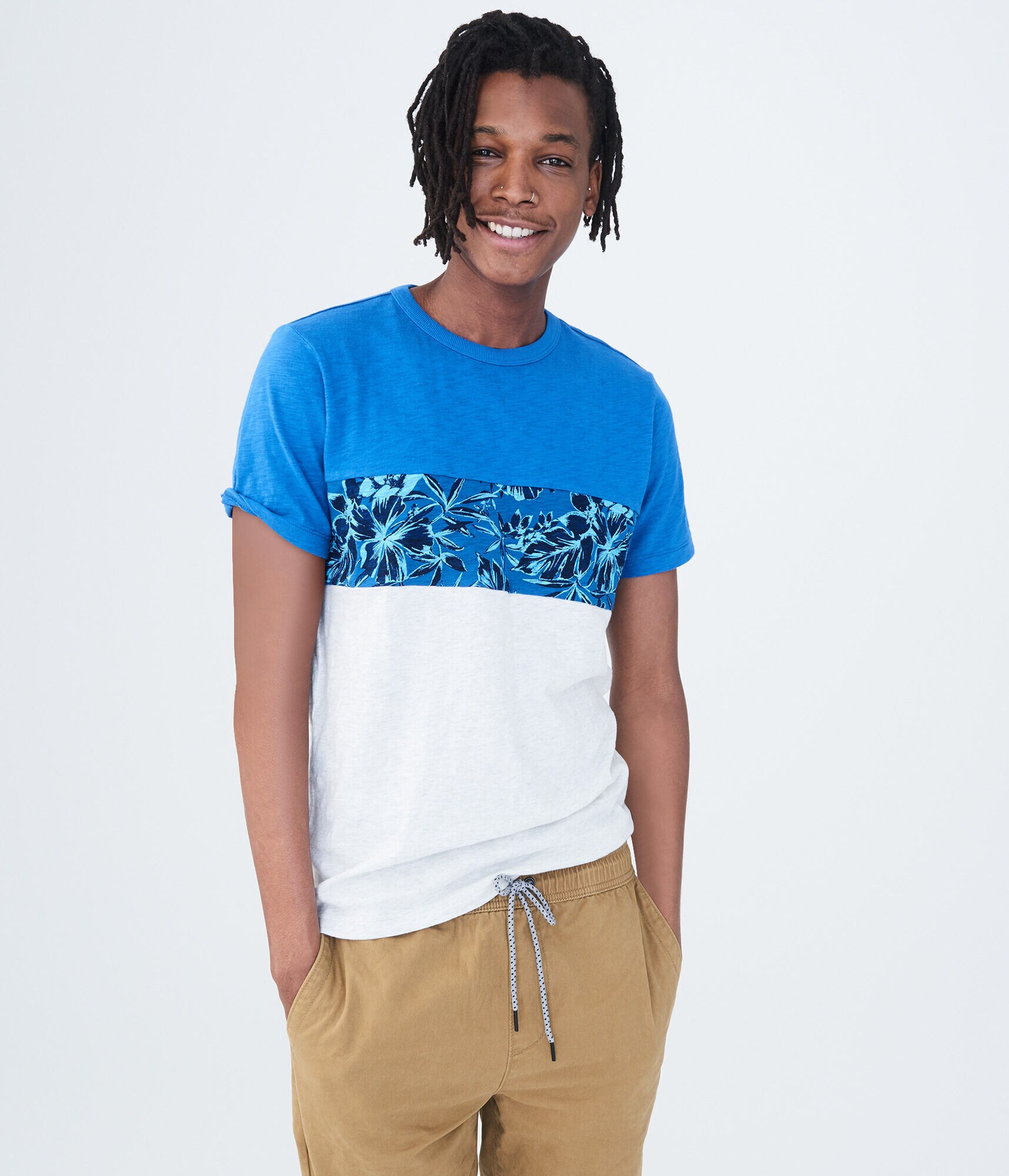 Floral Chest Stripe Graphic Tee