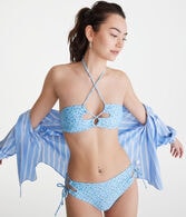Floral Cutout Halter Bikini Top