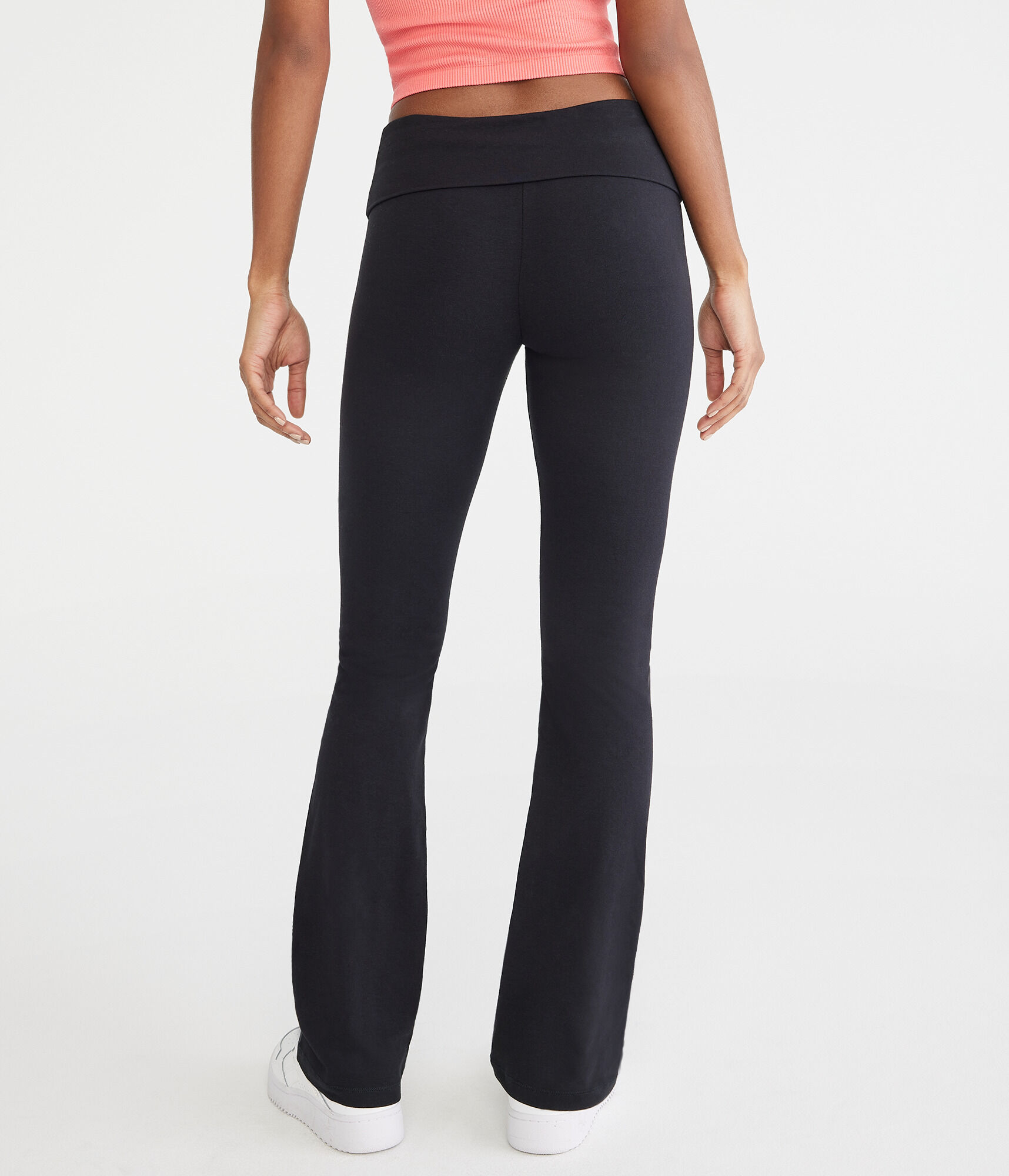 Mid-Rise Fold-Over Bootcut Pants