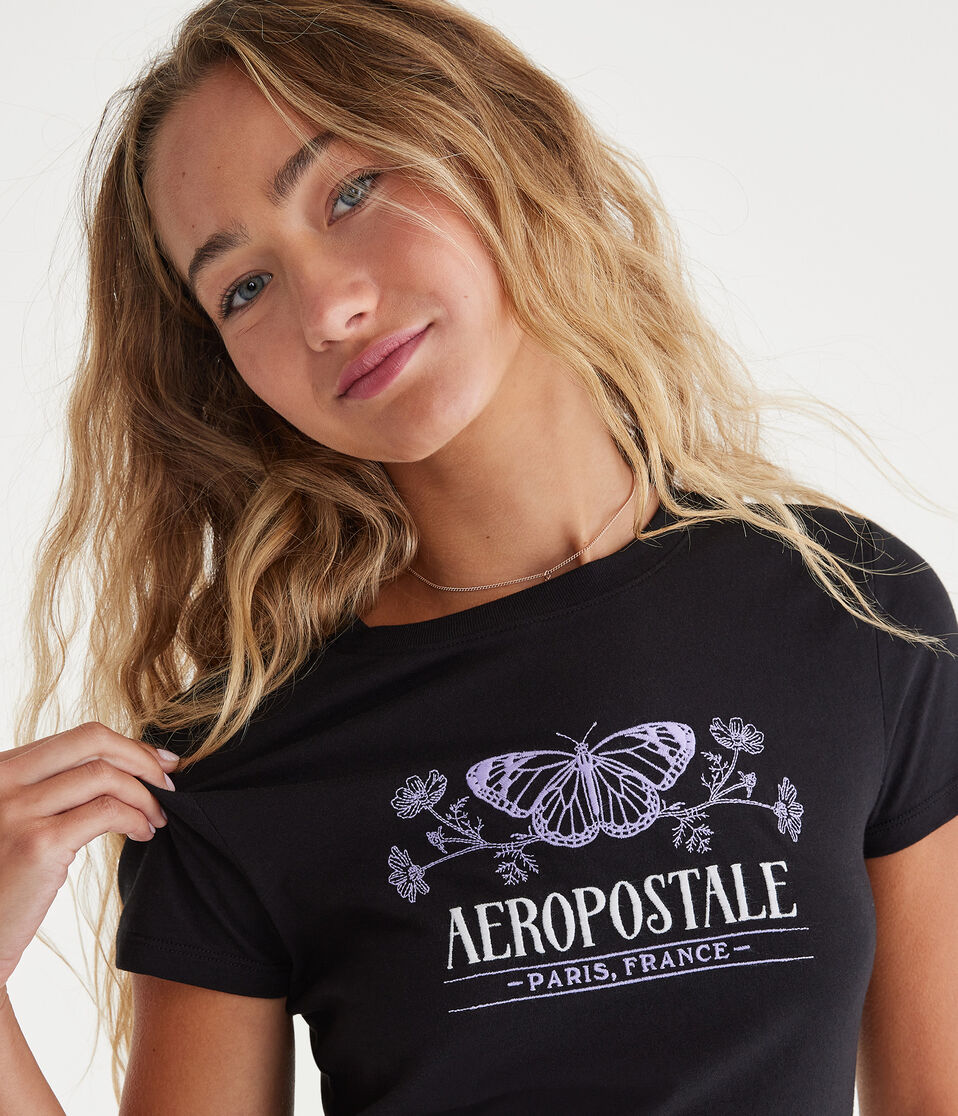 Aeropostale Paris Butterfly Graphic Tee