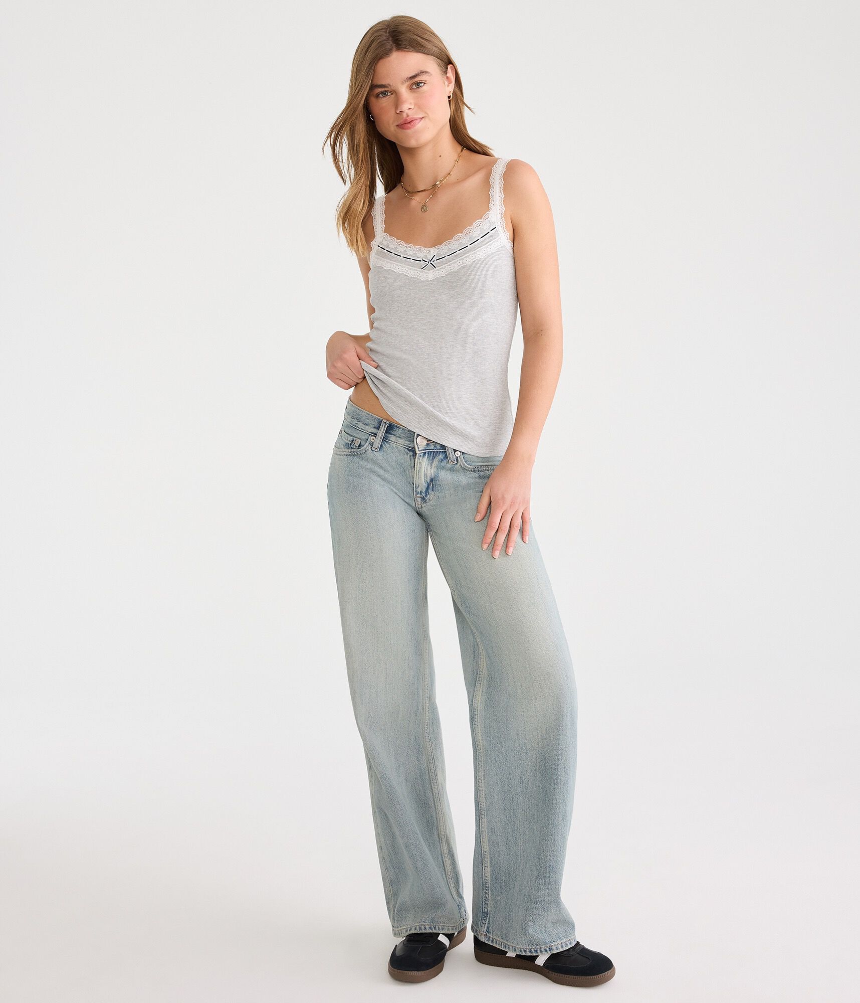 Ribbon &amp; Lace Scoop-Neck Tank