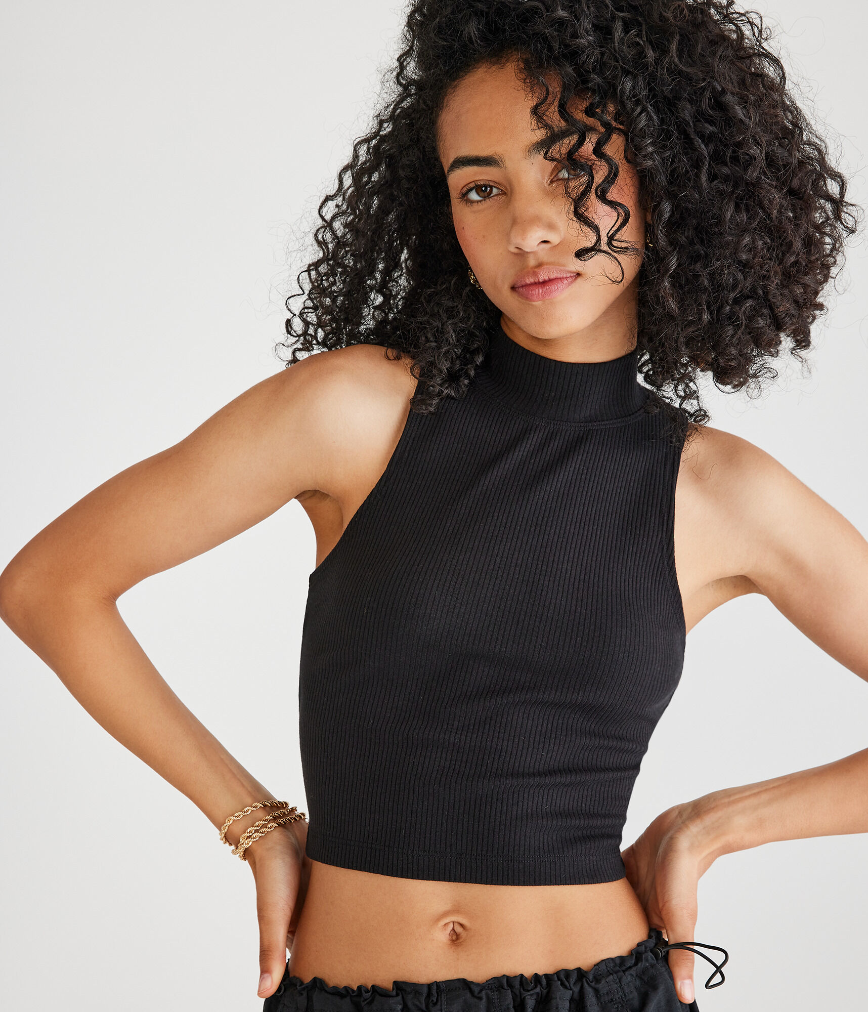 Cropped Mock-Neck Tank