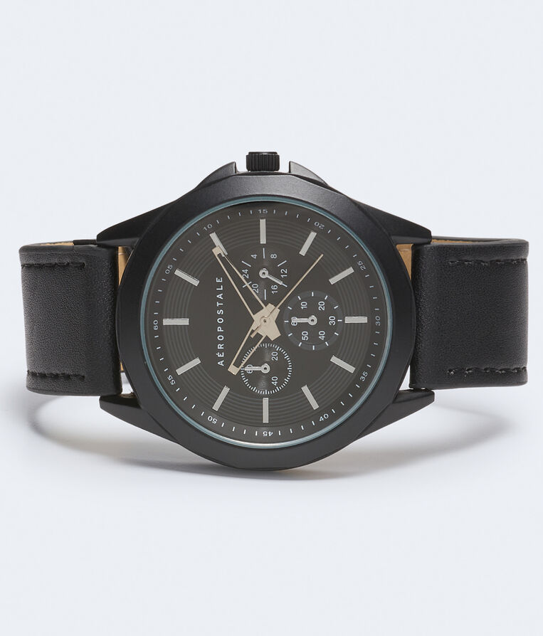 Chrono Faux Leather Analog Watch