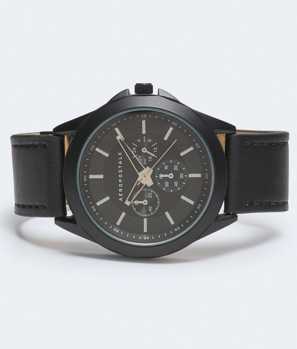 Chrono Faux Leather Analog Watch