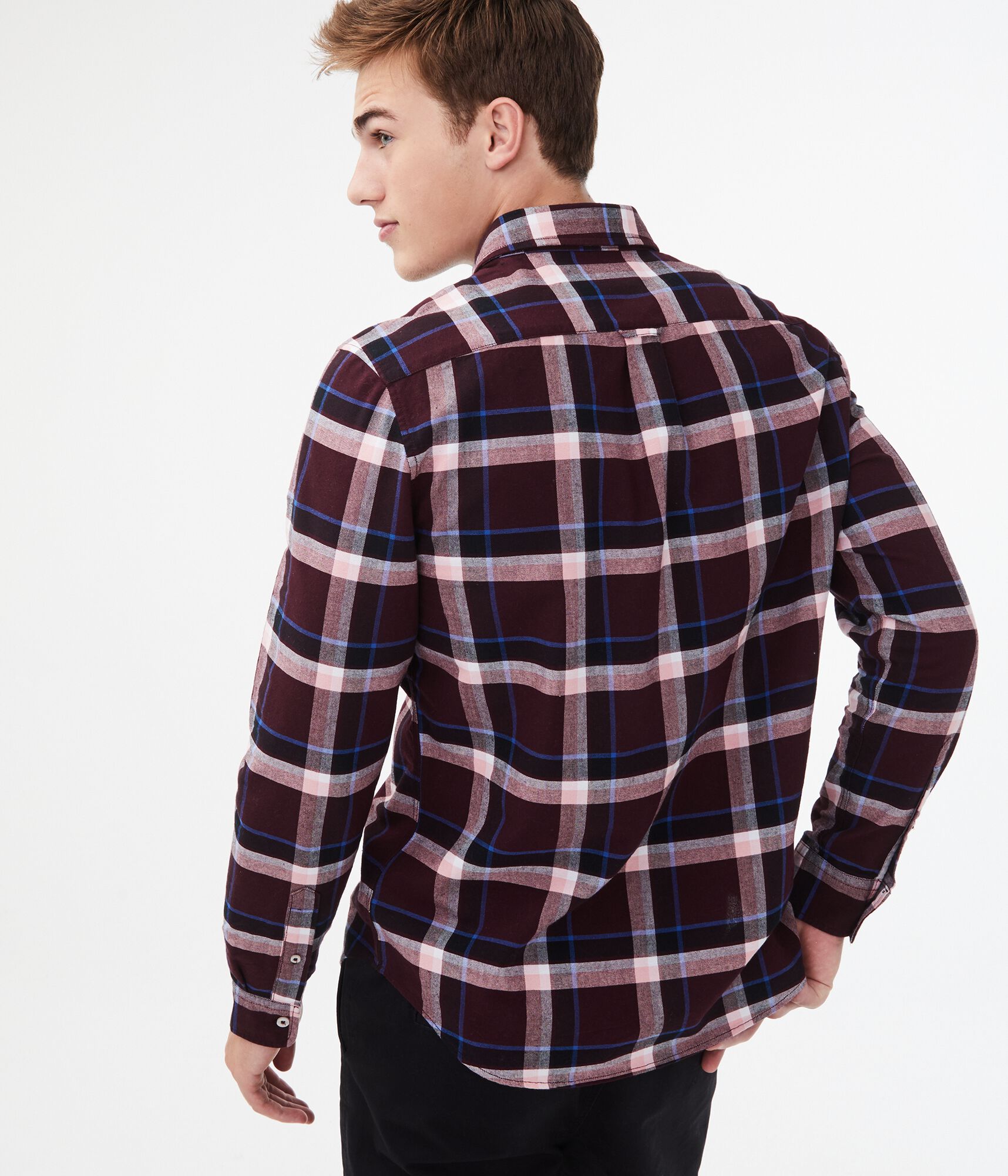 Long Sleeve Plaid Button-Down Shirt