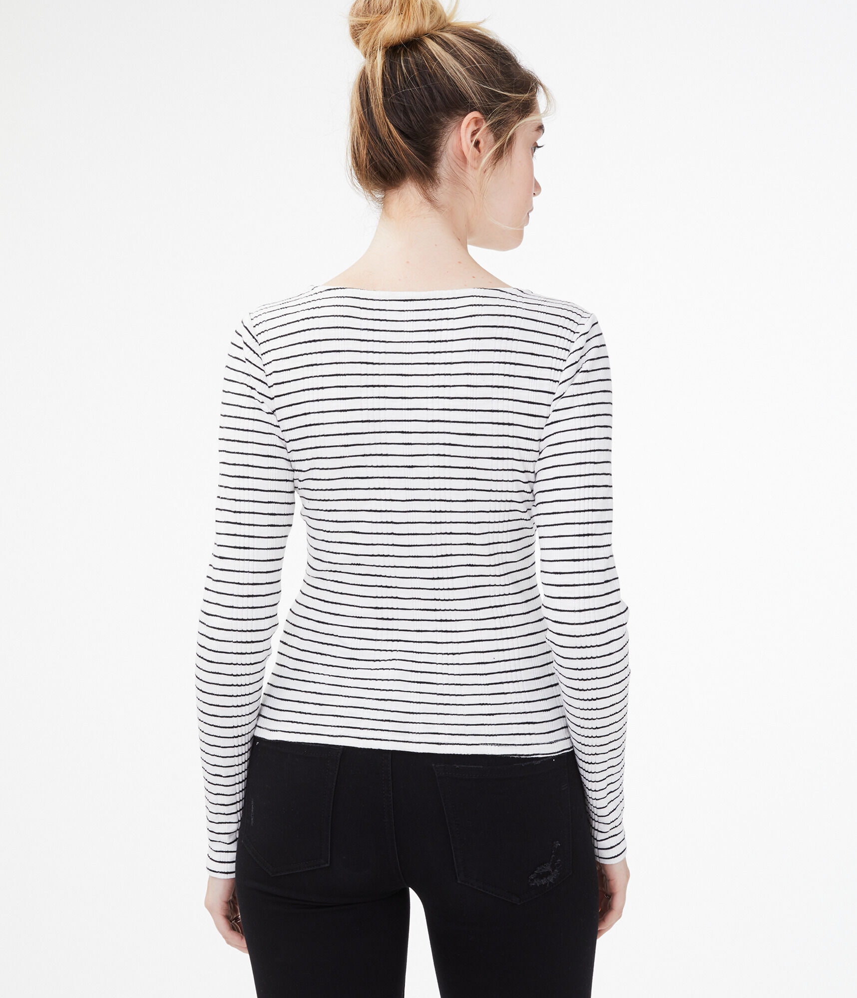 Long Sleeve Seriously Soft Striped Button-Front Top