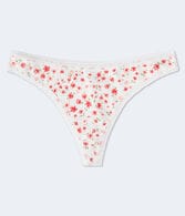 Floral Lace-Trim Thong
