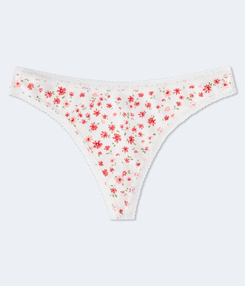 Floral Lace-Trim Thong Floral Lace-Trim Thong
