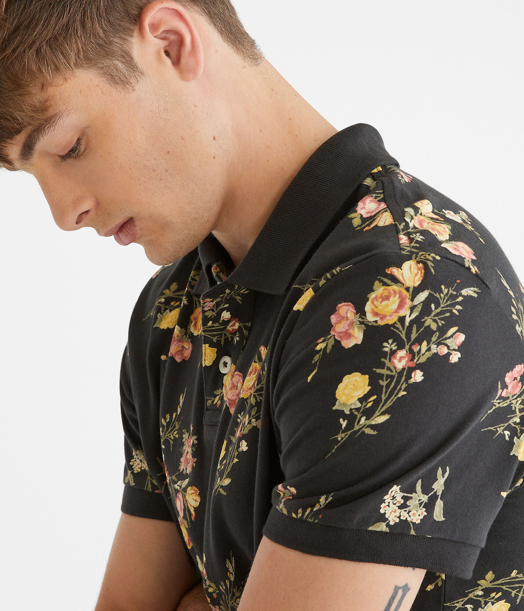 Roses Print Jersey Polo