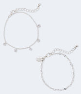 Rhinestones & Chain Bracelet 2-Pack