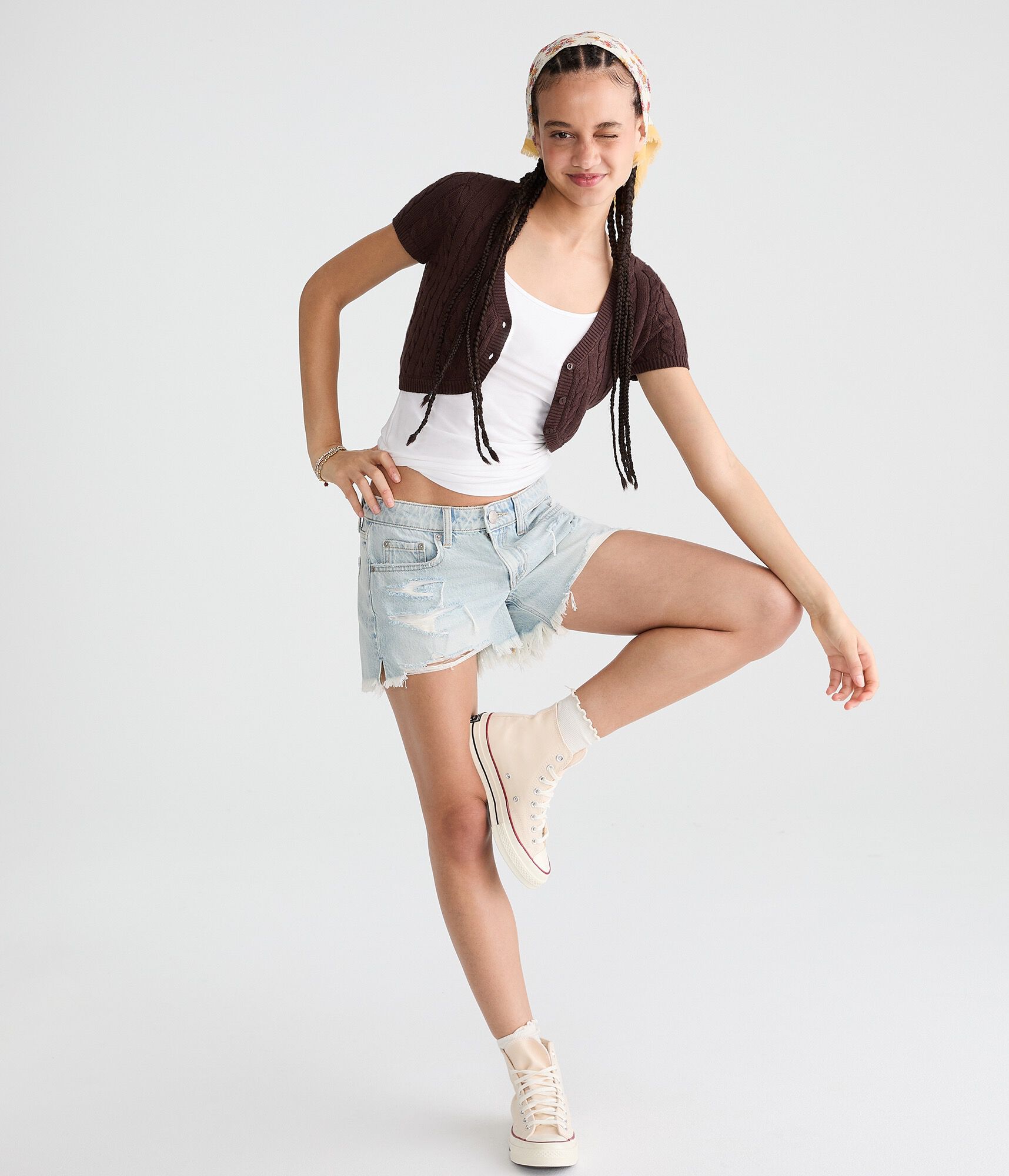 Short Sleeve Cable Knit Sweater Shrug