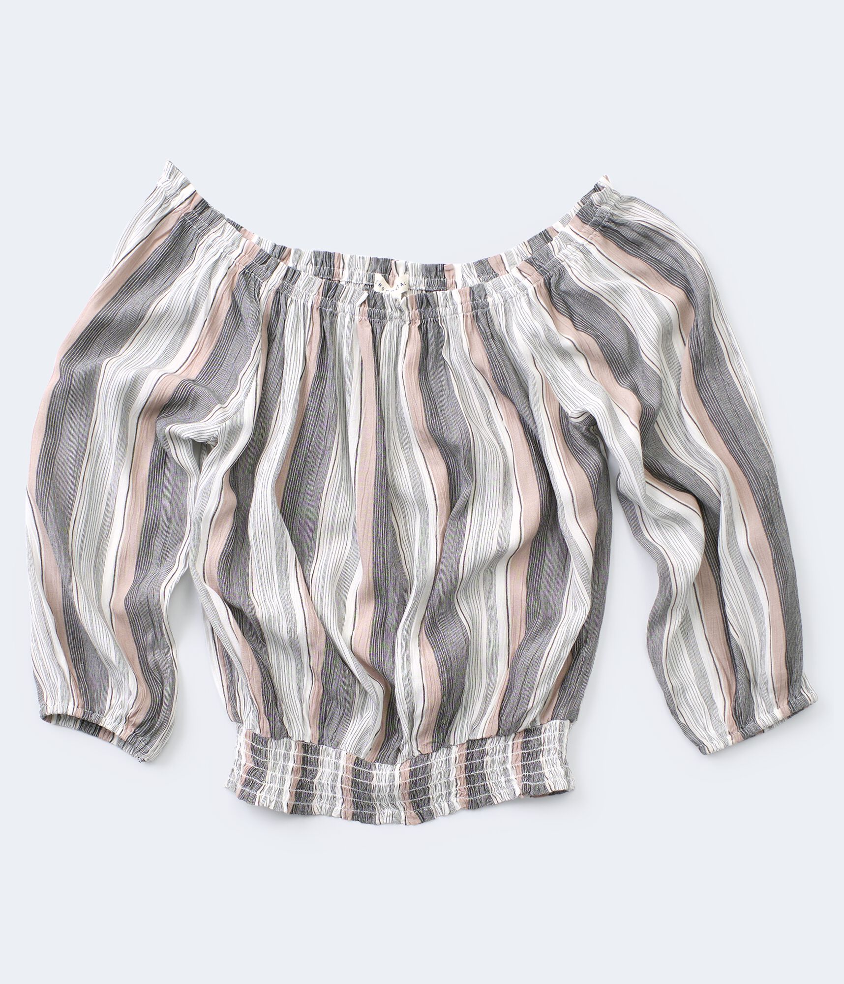 Striped Off-The-Shoulder Smocked Top