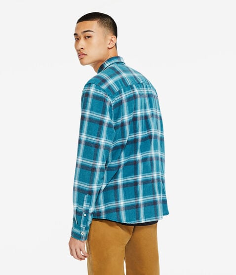 Long Sleeve Relaxed Washed Plaid Flannel Shirt