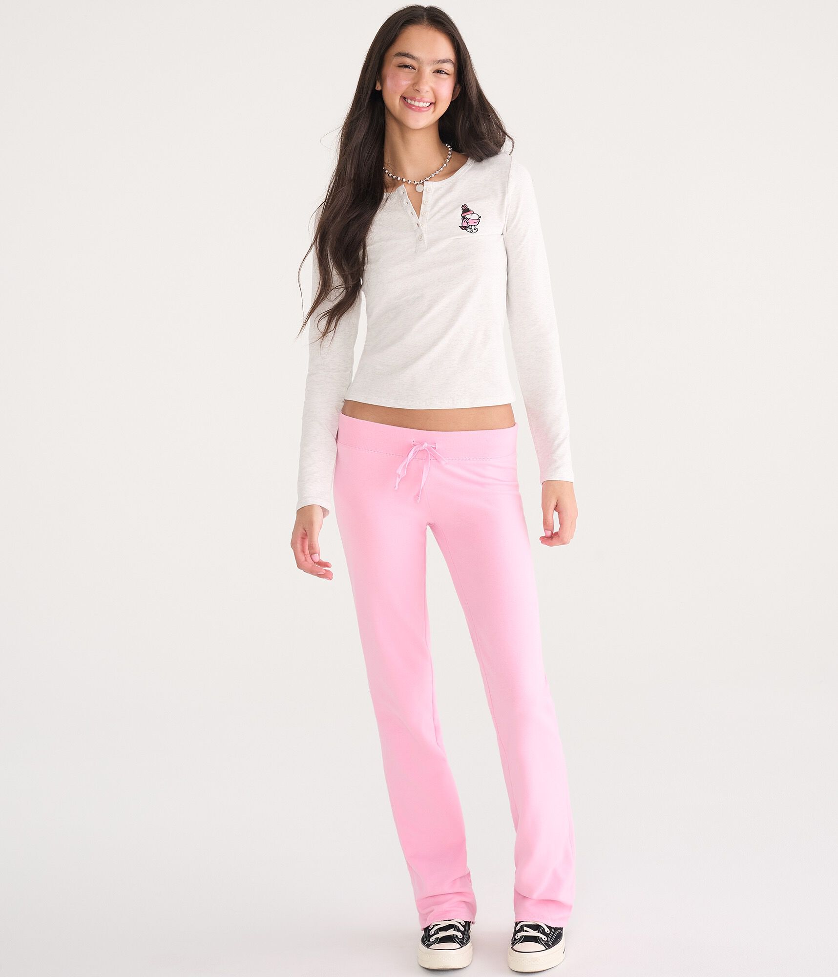 Long Sleeve Snoopy Scarf Sleep Henley