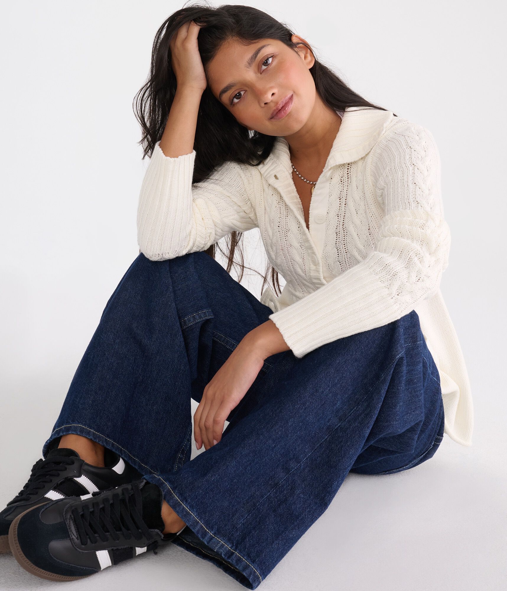 D&eacute;j&agrave; For Aero Cable Button-Front Mock-Neck Sweater