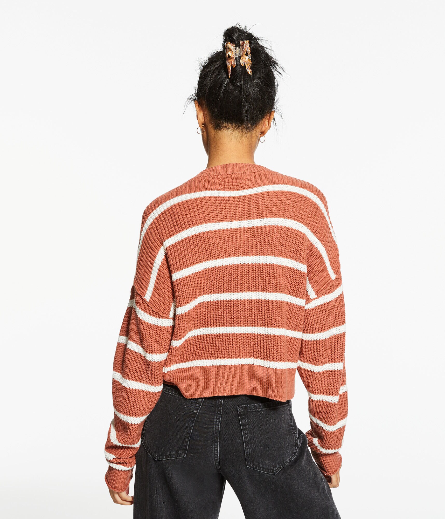 Striped Cropped Crew Sweater
