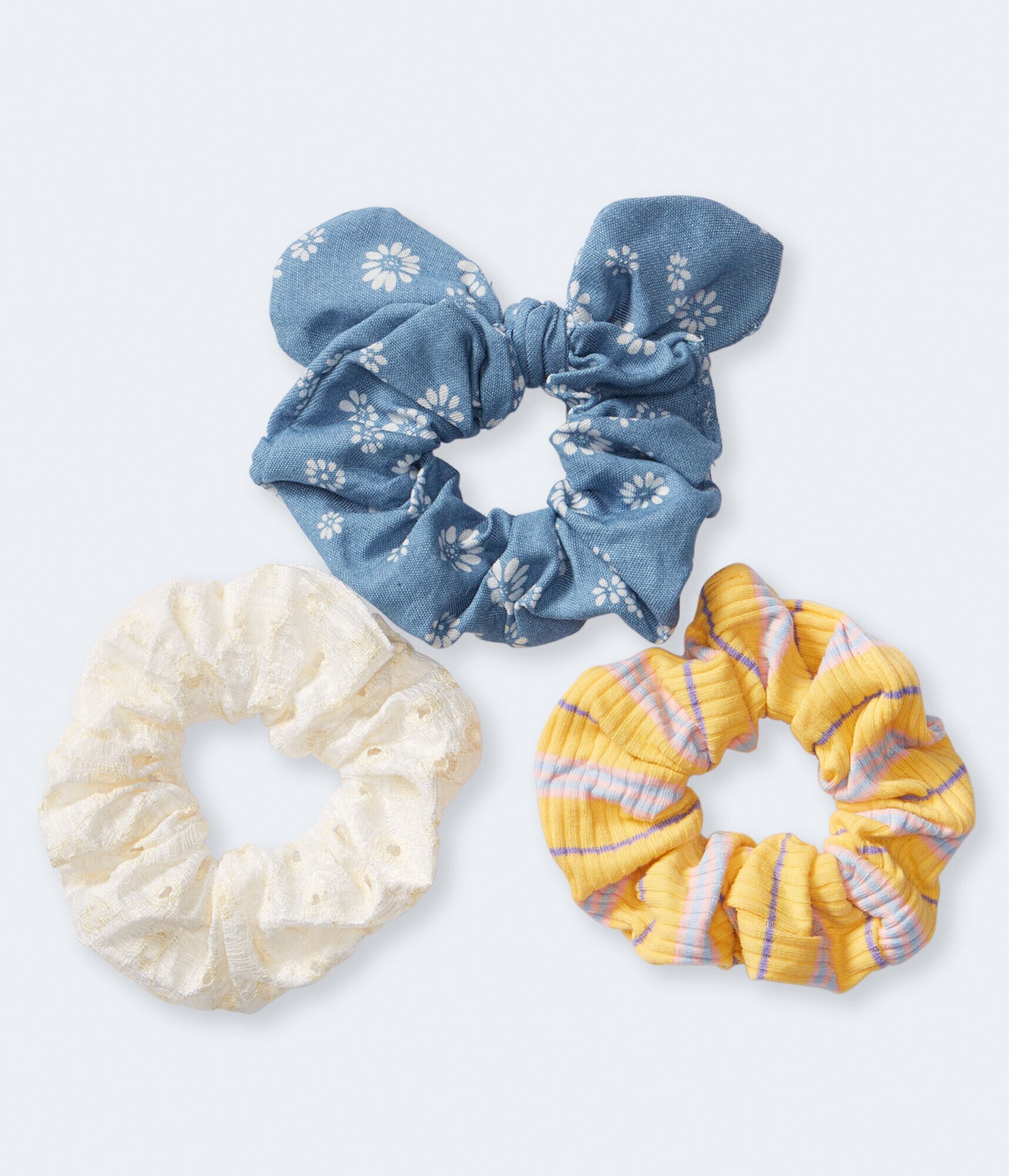 Floral Denim Scrunchie 3-Pack