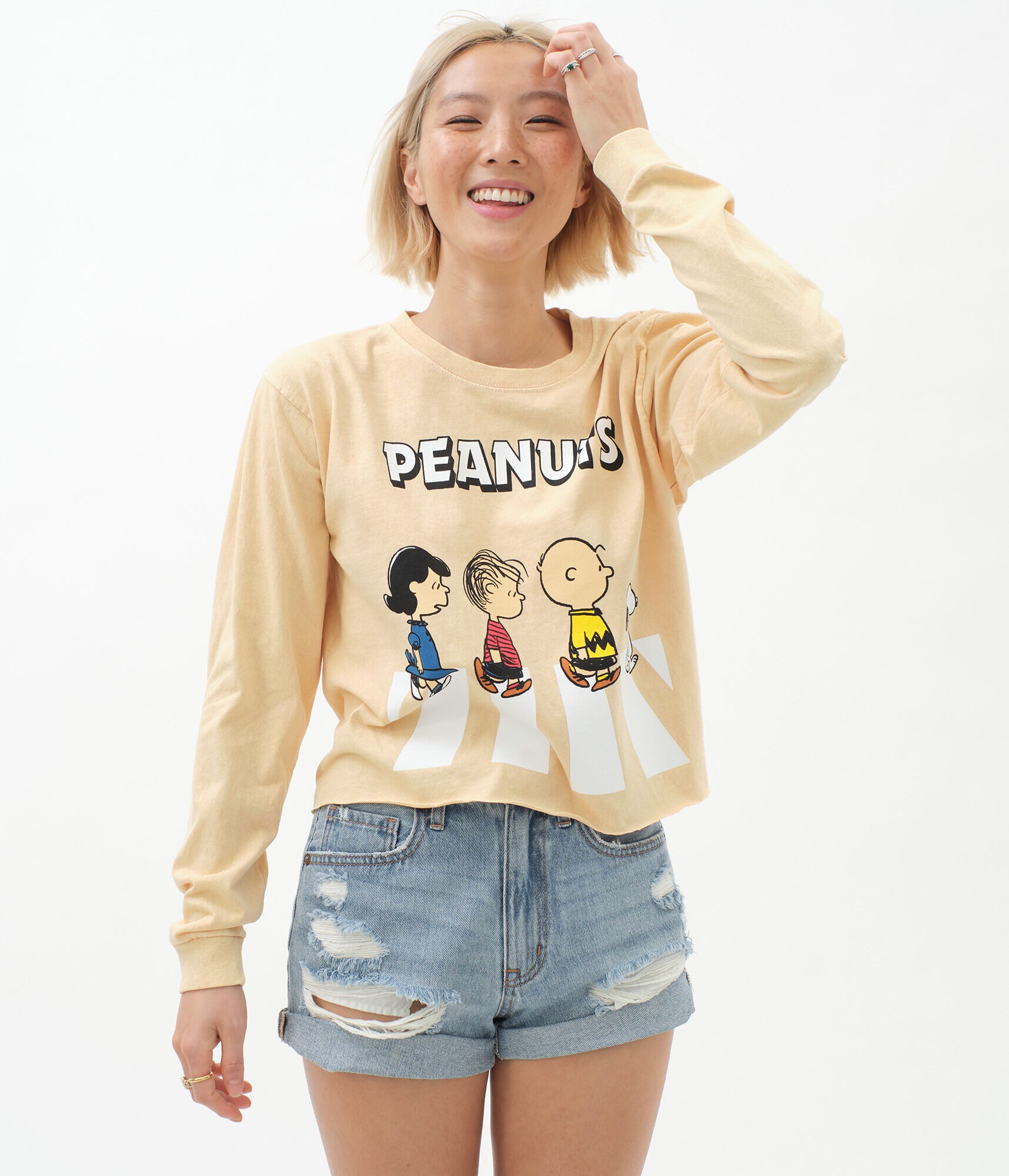 Long Sleeve Peanuts Characters Graphic Tee
