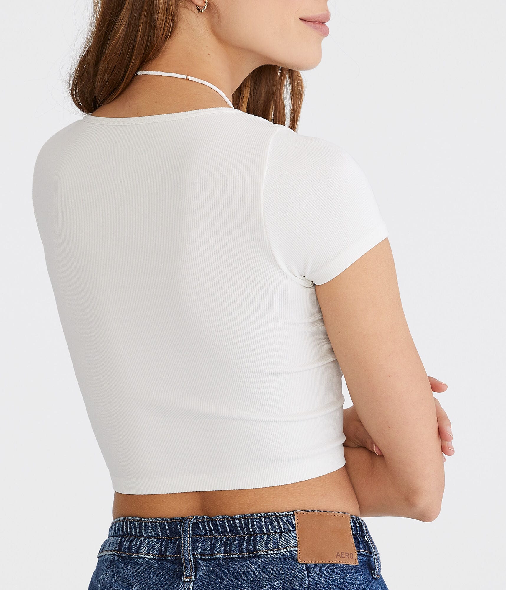 Seriously Soft Cropped Notch-Neck Tee