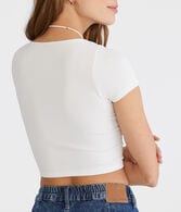 Seriously Soft Cropped Notch-Neck Tee