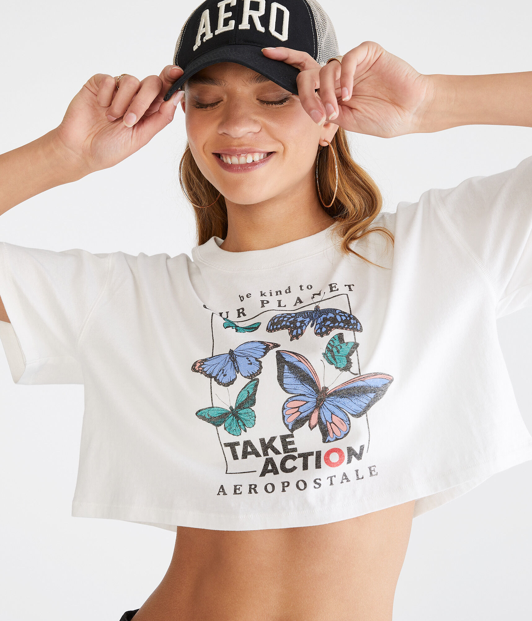 AERO | GLOBAL CITIZEN&reg; Butterflies Cropped Tee