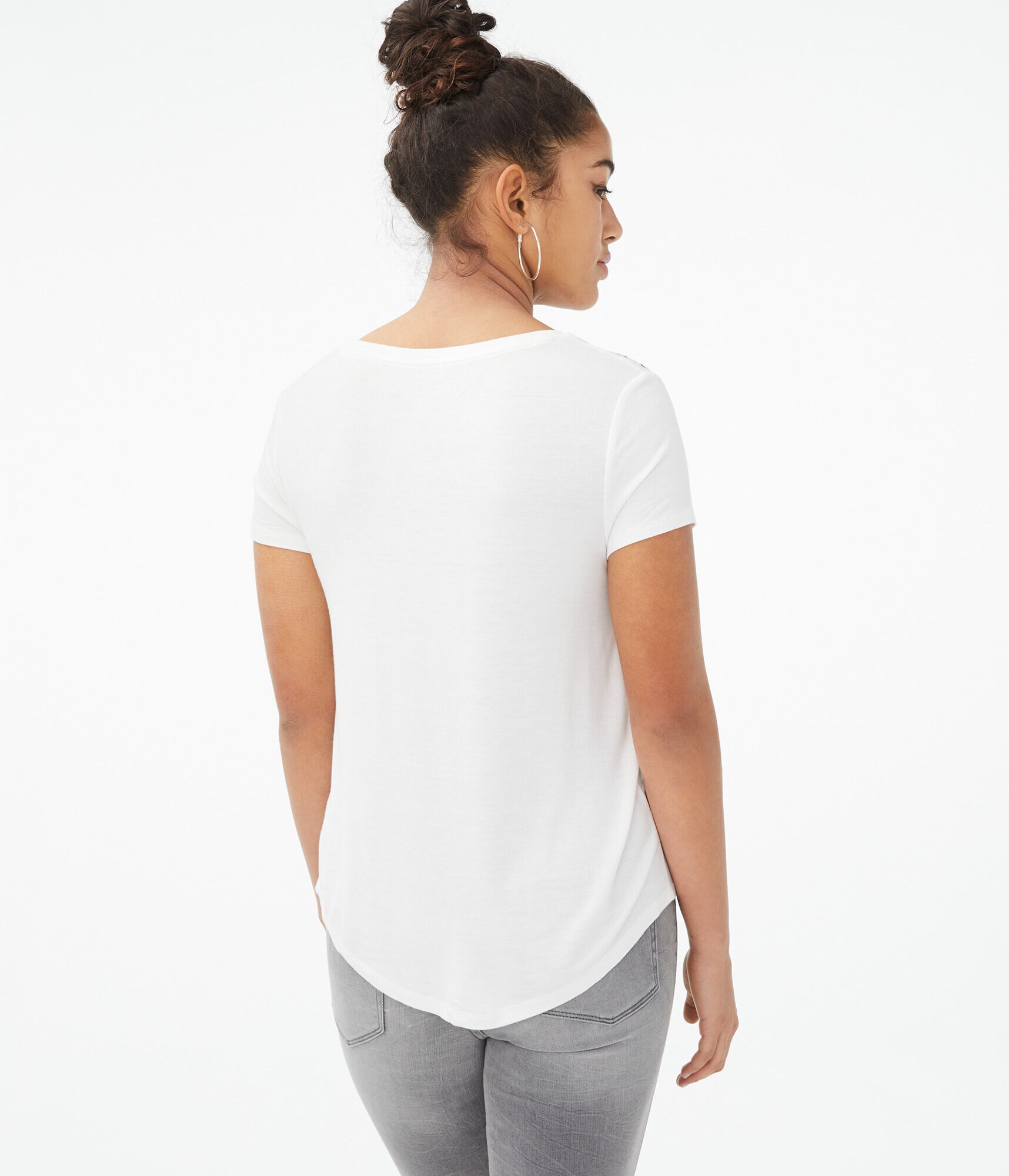 Seriously Soft Floral Embroidered V-Neck Tee