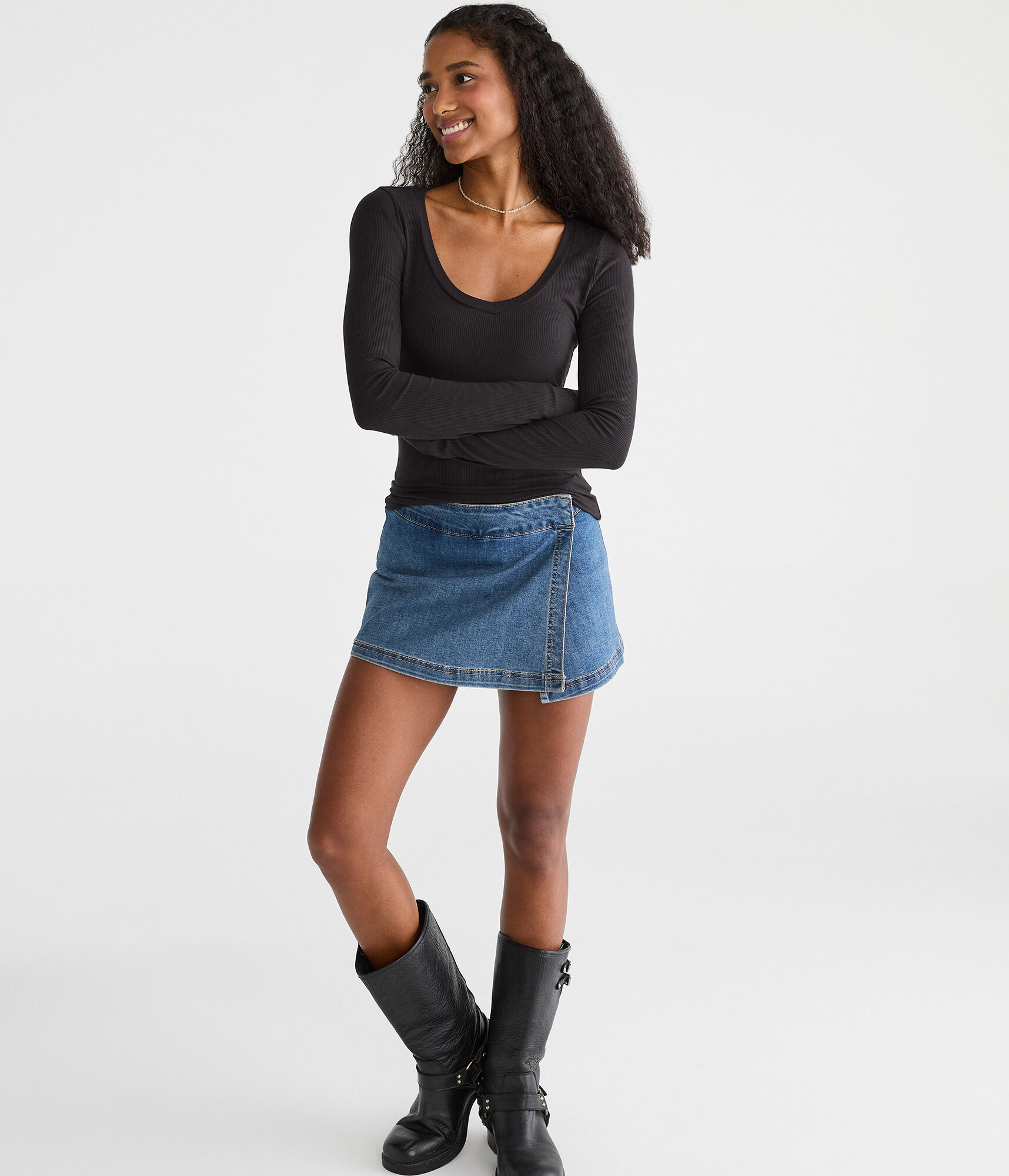 Long Sleeve Seriously Soft Ribbed V-Neck Baby Tee