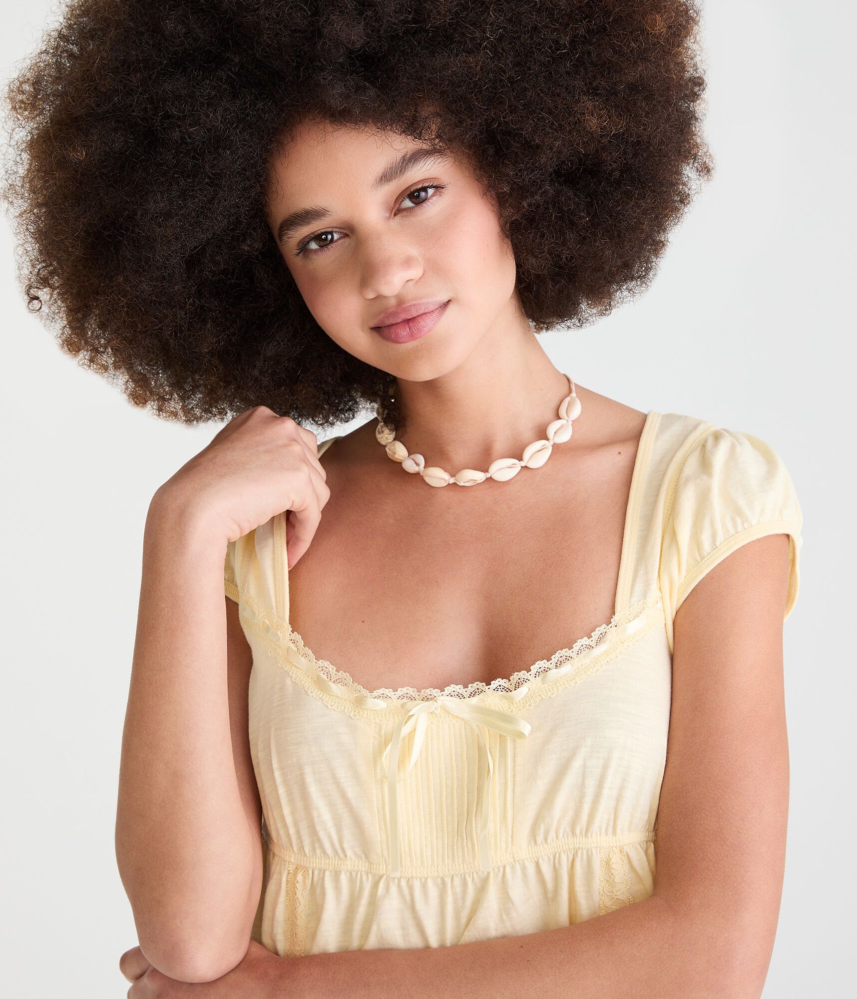 Solid Scoop-Neck Babydoll Tee