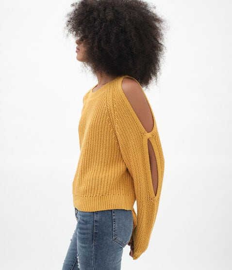 Open Sleeve Cold-Shoulder Sweater***