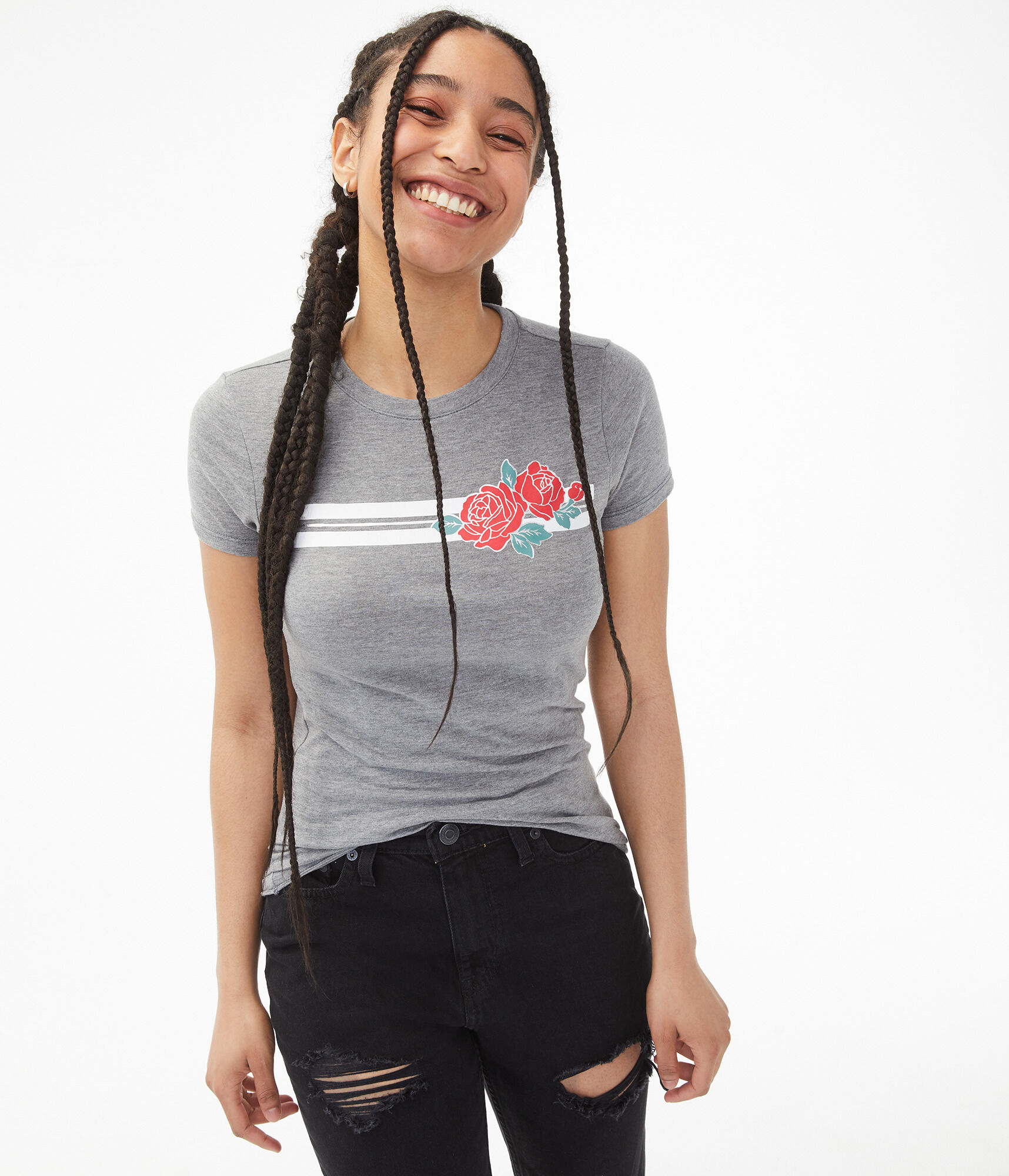 Rose Stripe Graphic Tee