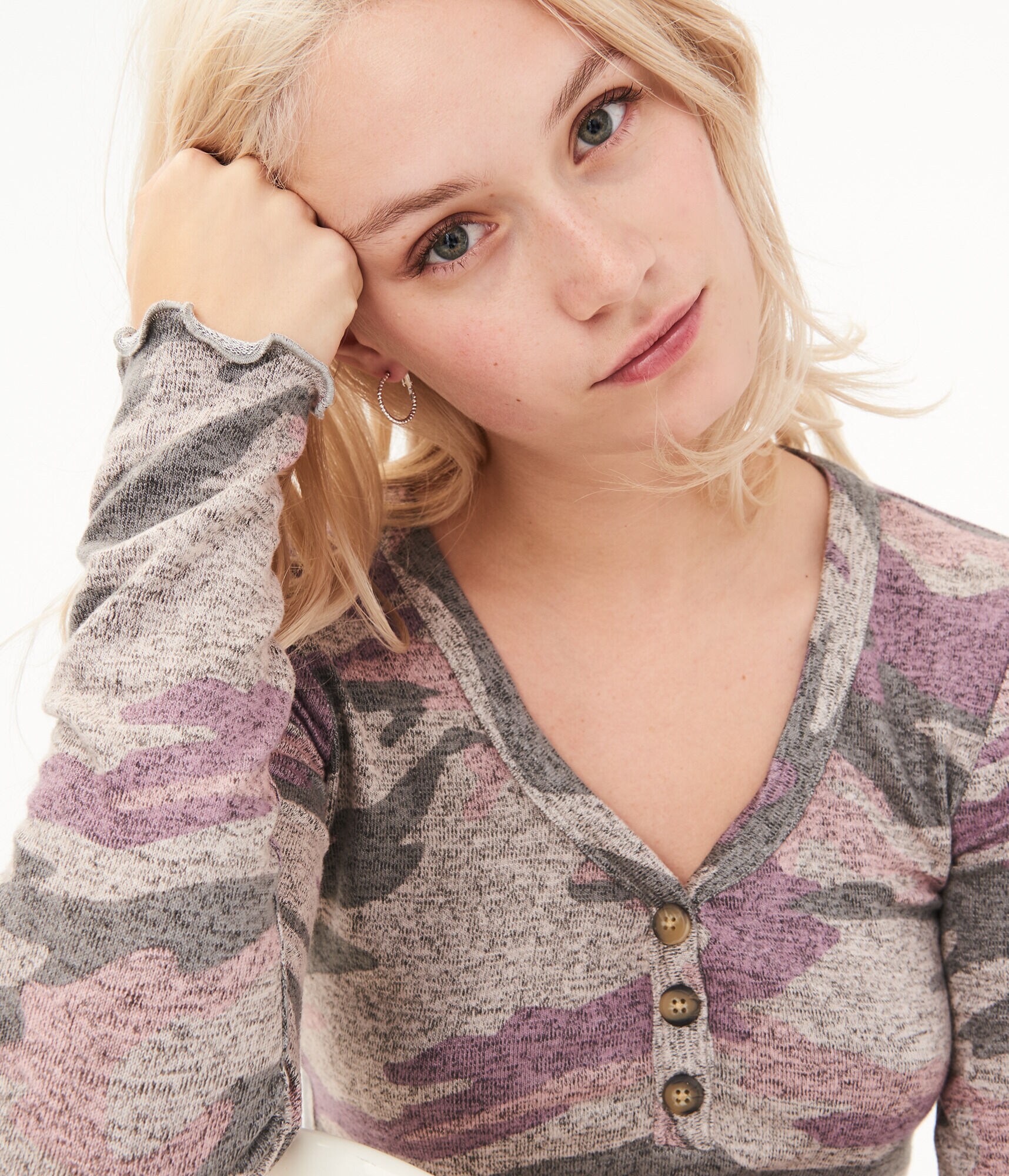 Long Sleeve Camo Henley