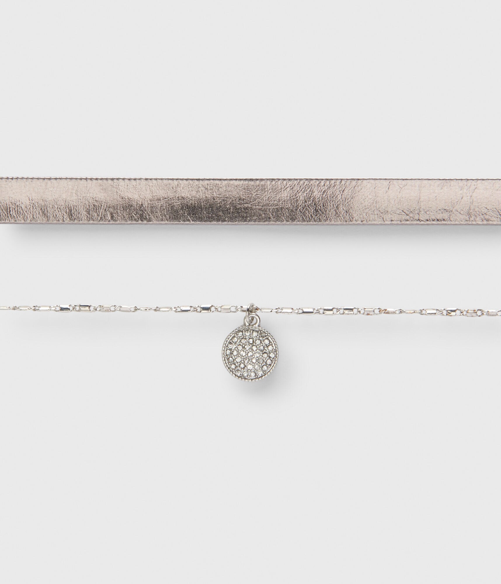 Pav&eacute; Disc Choker Short-Strand Necklace 2-Pack