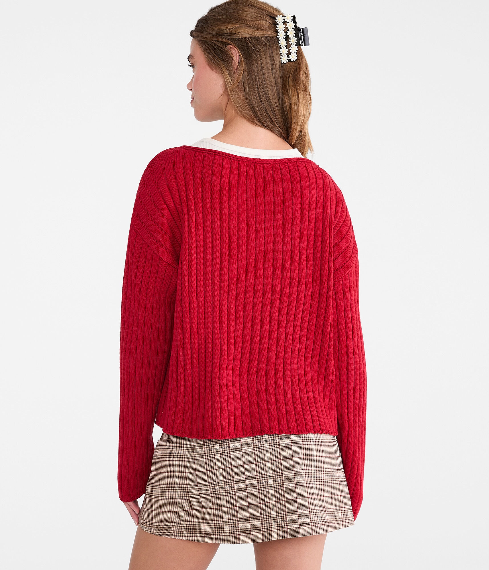 Ribbed V-Neck Sweater