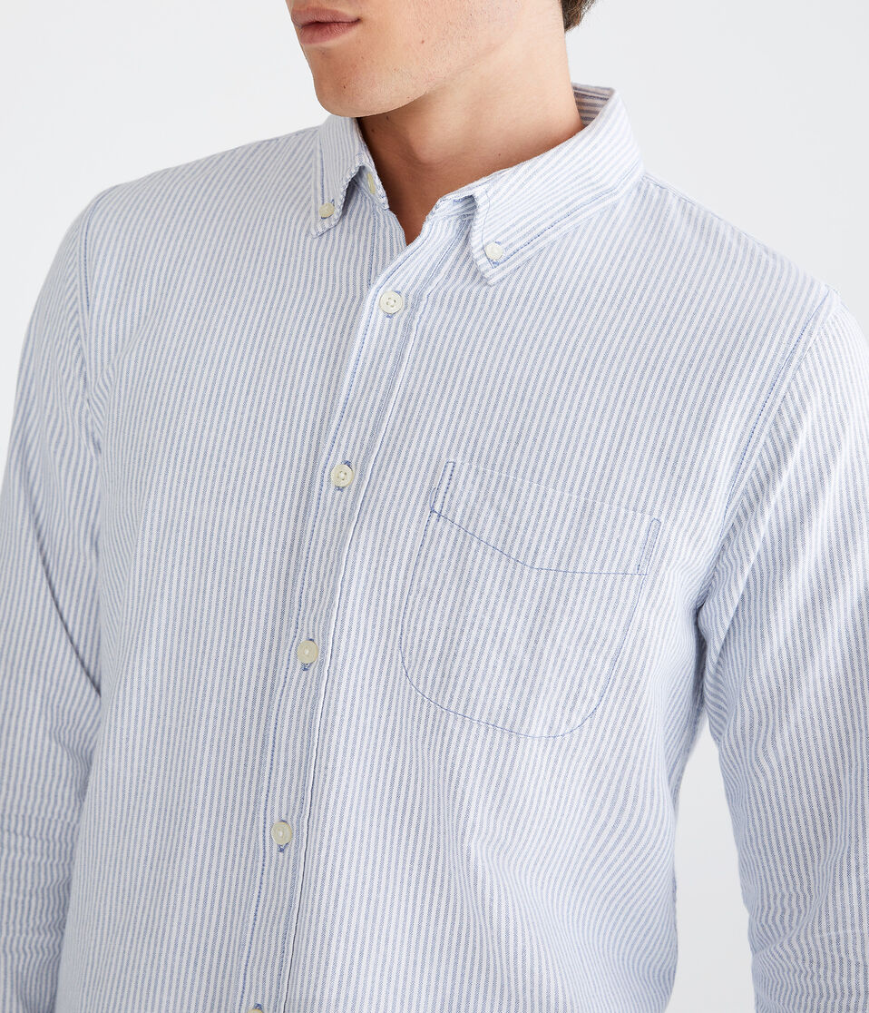 Long Sleeve Vertical Stripe Oxford Shirt