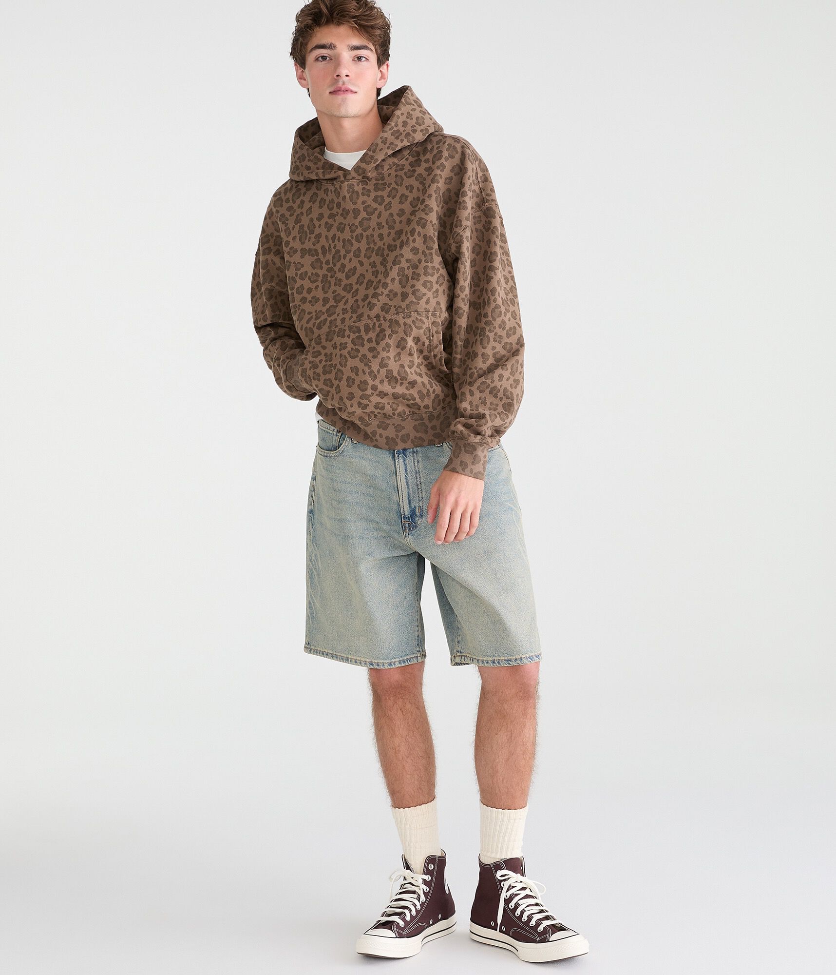 Cloud Soft Leopard Print Boxy Pullover Hoodie