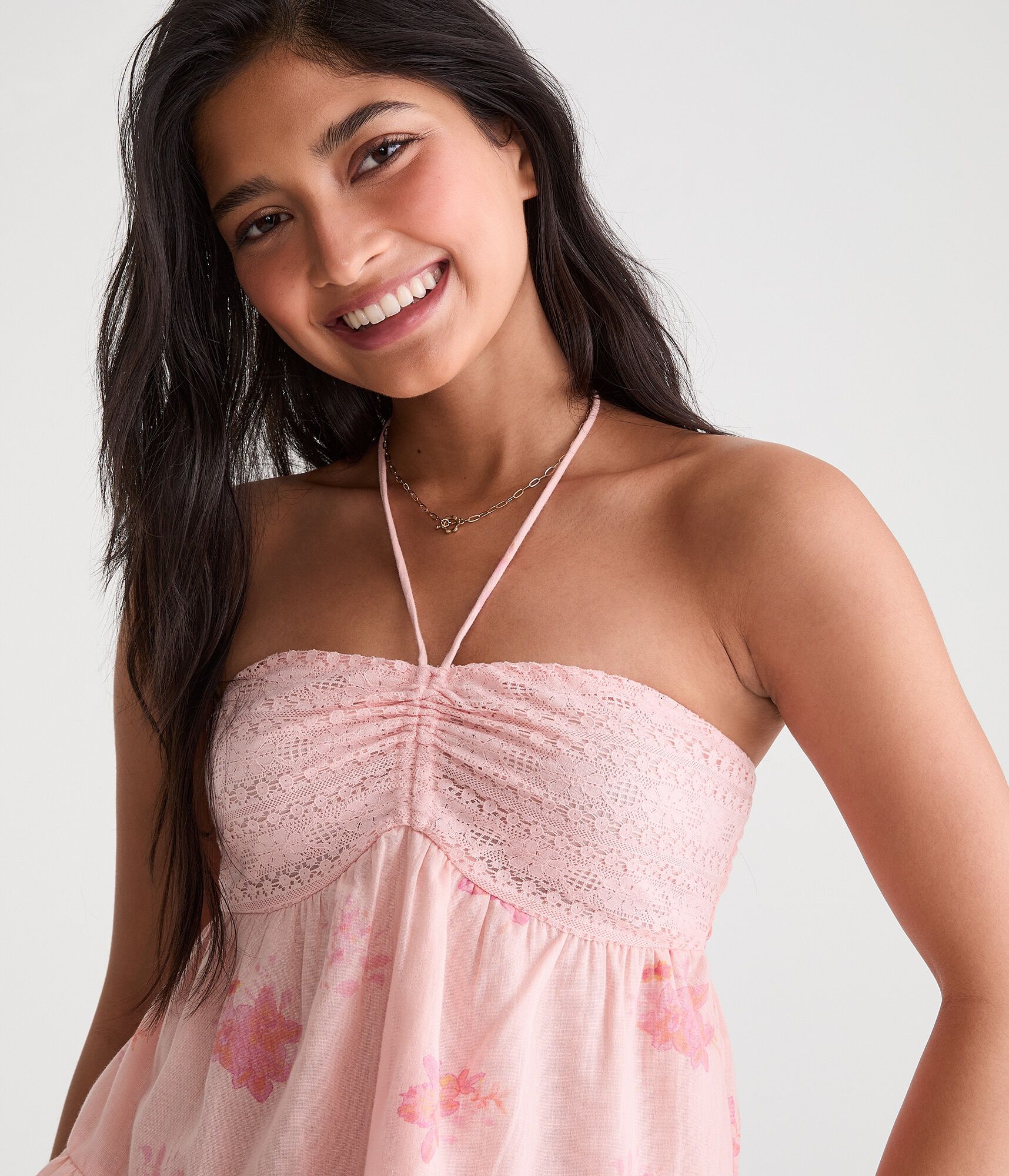 Floral Crocheted Halter Top