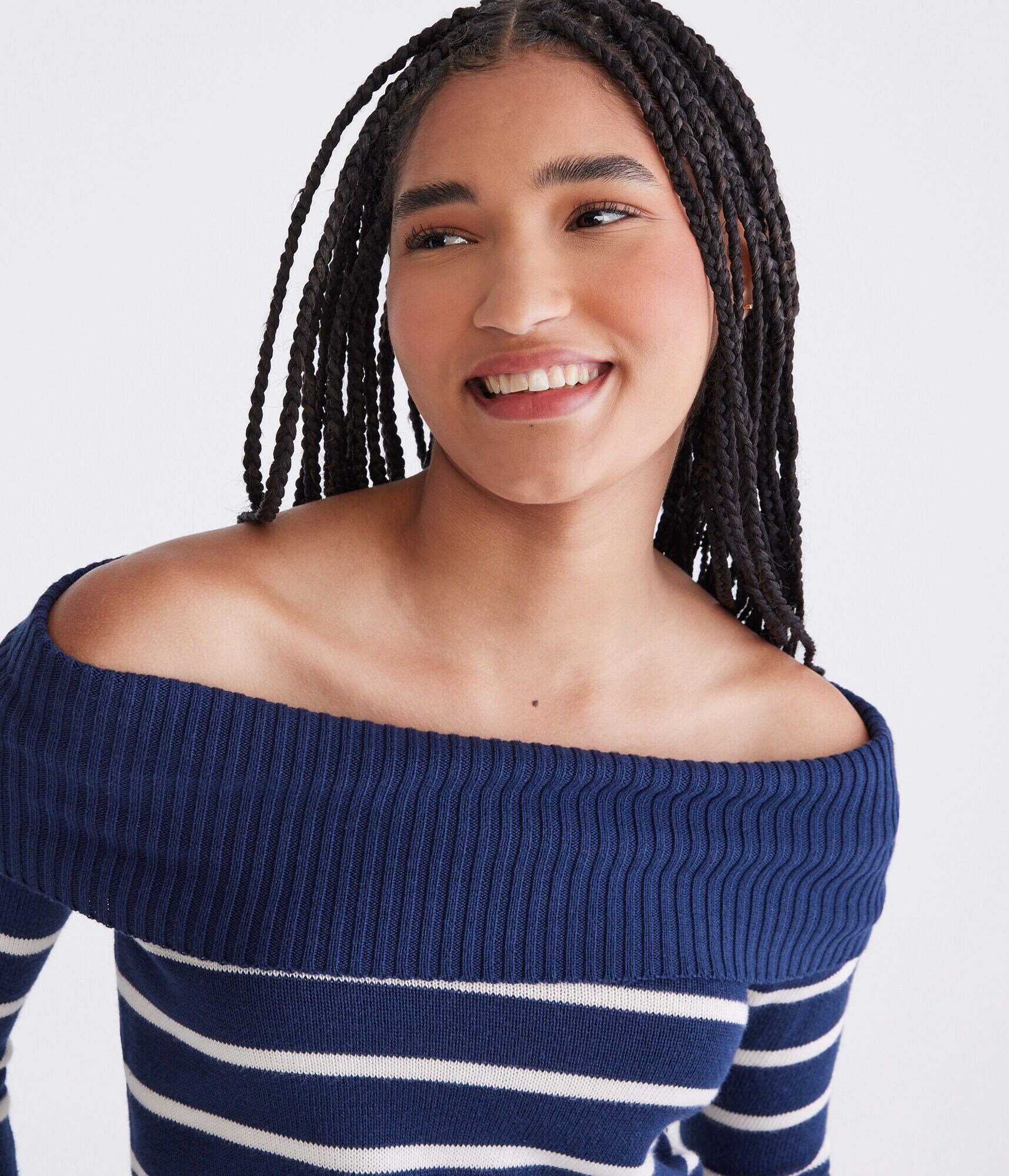 Striped Off-The-Shoulder Sweater