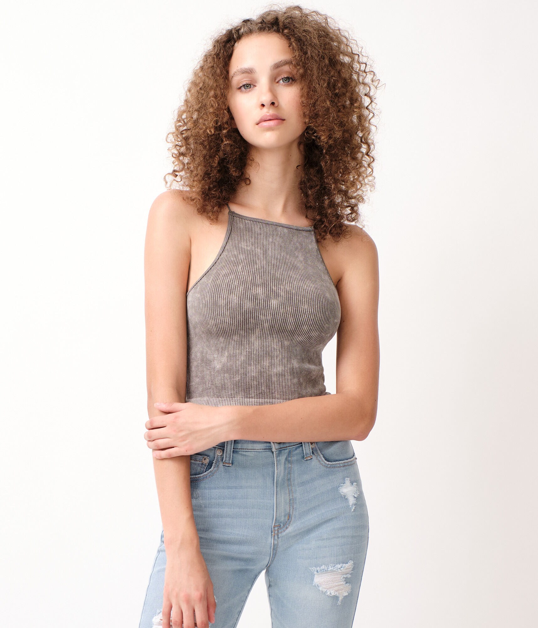 Seamless Washed Halter Crop Top