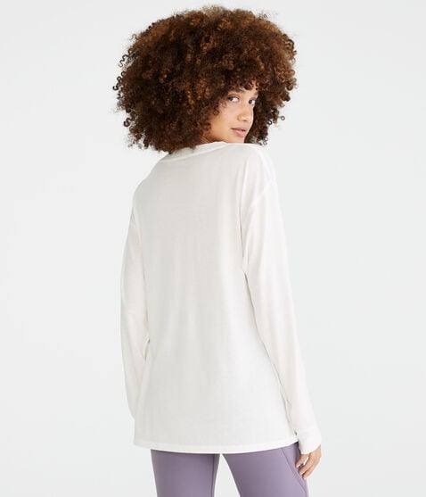 Long Sleeve Washed Loose Fit V-Neck Tee Long Sleeve Washed Loose Fit V-Neck Tee